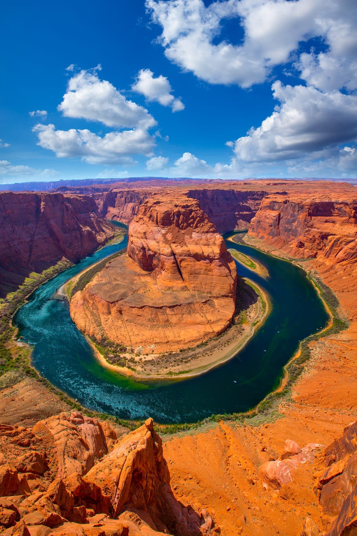 Horseshoe Bend on the Colorado River, framed by the shape of Arizona
